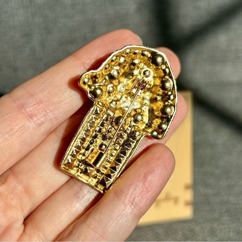 Red White Gold Rhinestone Popcorn Bucket Fashion Brooch Pin - Picture 4 of 17